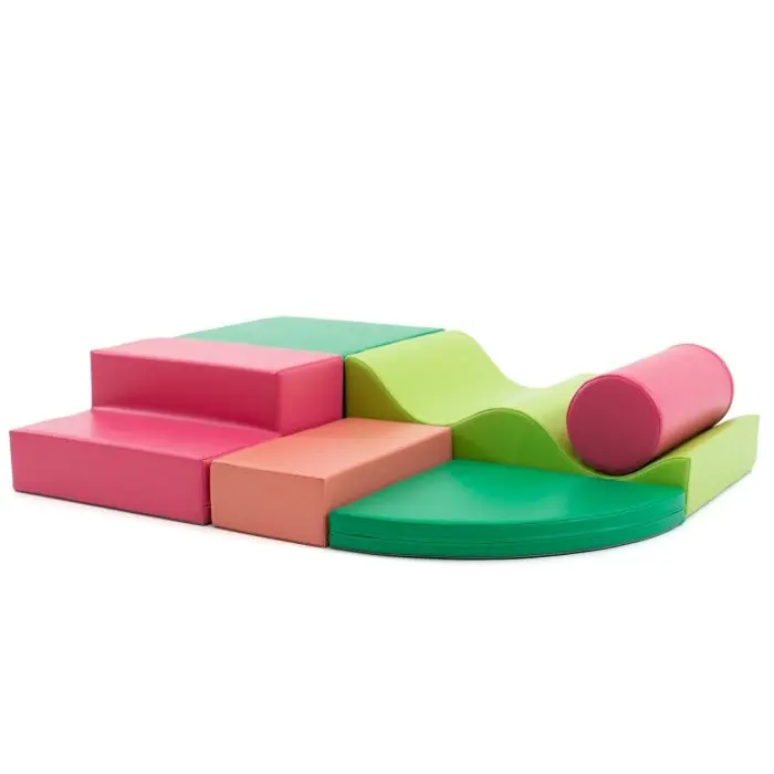 6 Soft Play Block Set - Pink & Green Explorer