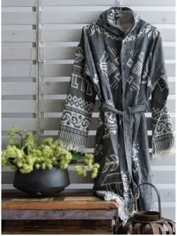 Accappatoio Donna Cotone 100% Aelia Anna – Kentima Nero (Stile Hamam)