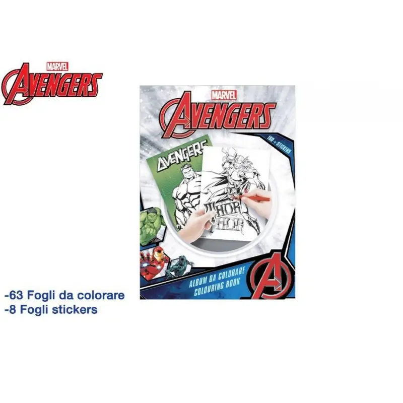 Album Da Colorare Marvel Avengers Stikers 31x23 cm MC Group AV1145