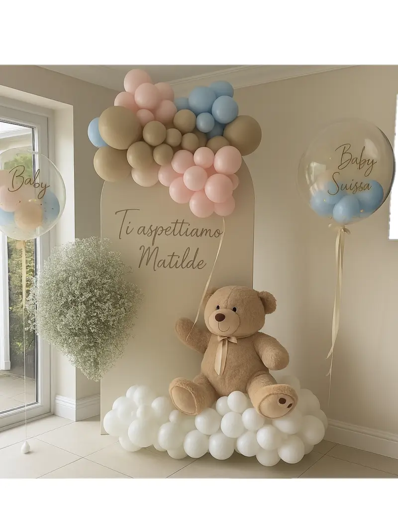 Allestimento Baby Shower Pannello e bubble