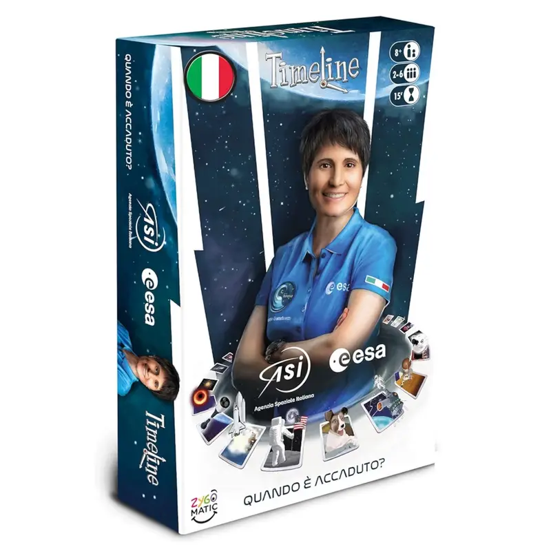 Asmodee Gioco da Tavolo 2-6 Giocatori TimeLine ASI ESA (Agenzia Spaziale Italiana e Agenzia Spaziale Europea) Metti Alla Prova le Tue Conoscenze sull'Astronomia