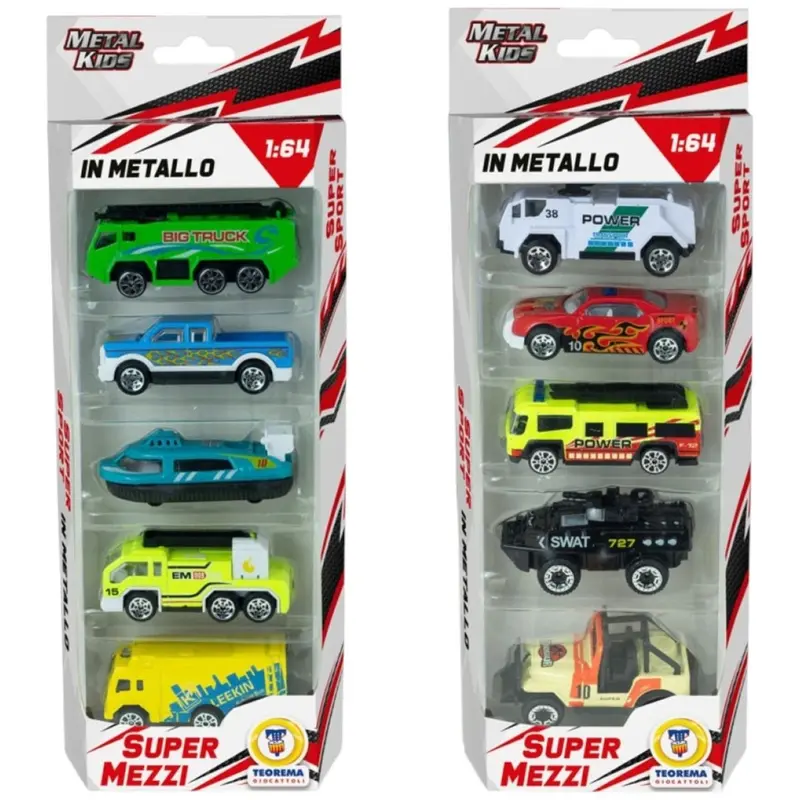 Auto In Metallo 5 Mezzi Assortiti 1