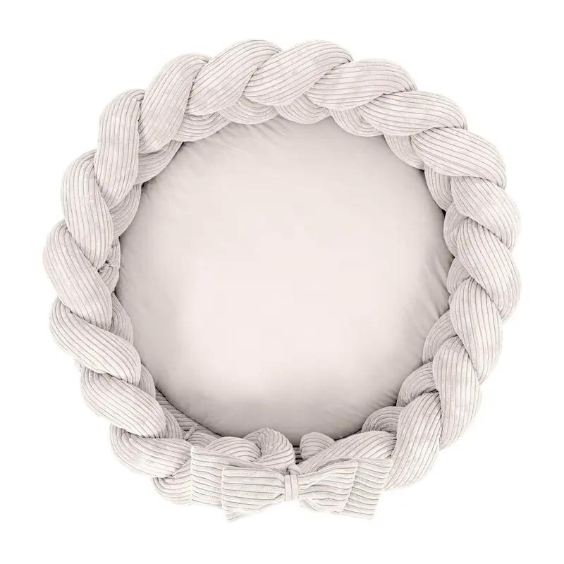 Baby Nest & Play Mat With Crib Bumper Braid - Vanilla