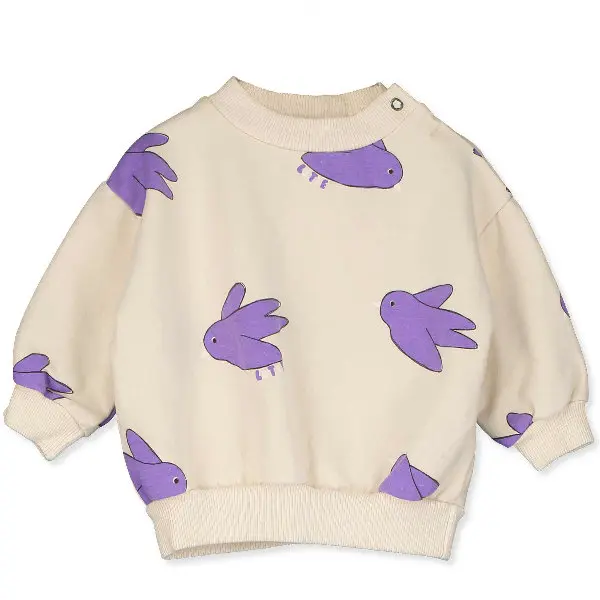 BABY SWEATSHIRT BRUSHED COTTON FLEECE FLOWING BIRD