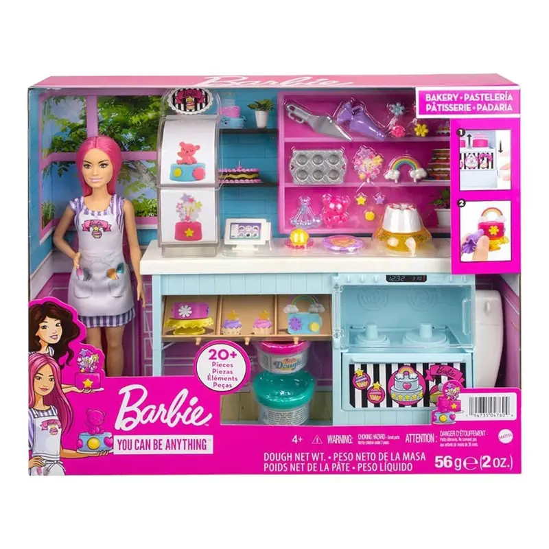 Barbie Mattel Pasticceria Playset Bambola e Postazione da Pasticceria HGB73