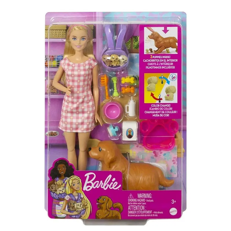 Barbie Playset Cuccioli Appena Nati 3 Cuccioli e Accessori