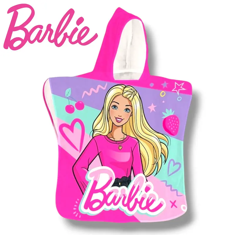BARBIE Poncho con cappuccio Asciugamano da spiaggia Mare e piscina Accappatoio in microfibra 50x100 cm asciugatura rapida, ultra morbido