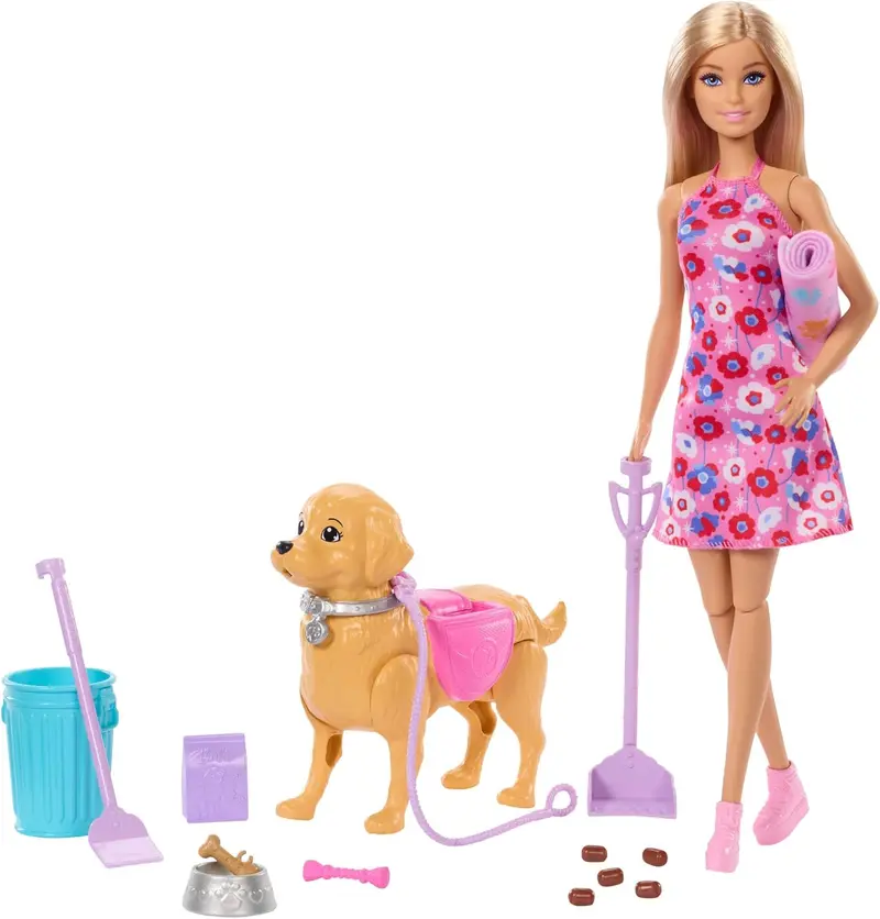 Barbie - Set Cagnolina Cammina e fa Pupù con bambola, cucciolo e accessori