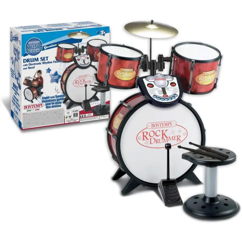 Batteria Classica Bontempi 51 4506 con Pedale, Sgabello e 2 Bacchette