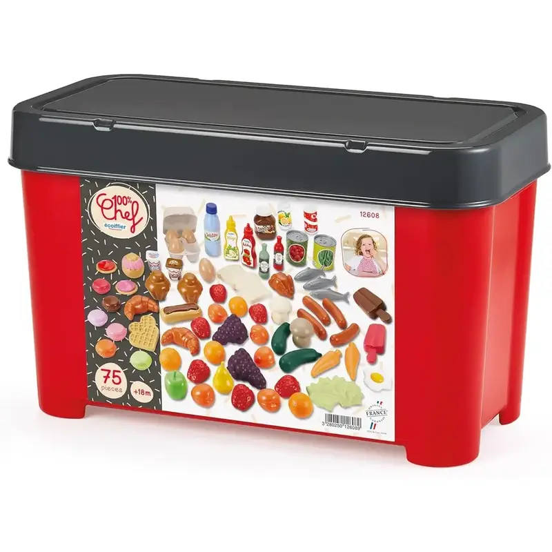 Bauletto con 75 Cibi Giocattolo Ecoiffier 100% Chef