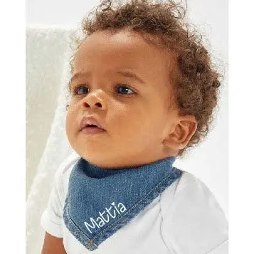 Bavaglino in Cotone organico a Bandana color Jeans