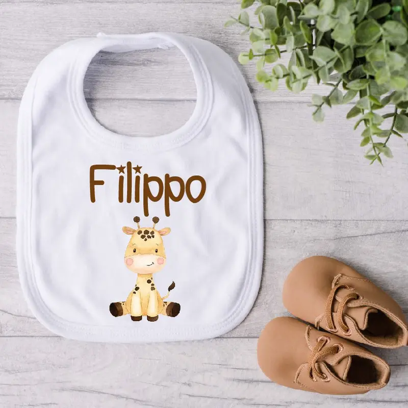 Bavaglino in Cotone organico cucciolo di Giraffa personalizzabile
