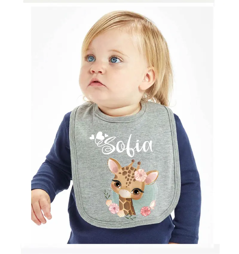 Bavaglino in Cotone organico Giraffa personalizzabile