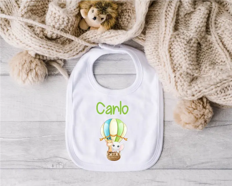 Bavaglino in Cotone organico Mongolfiera personalizzabile