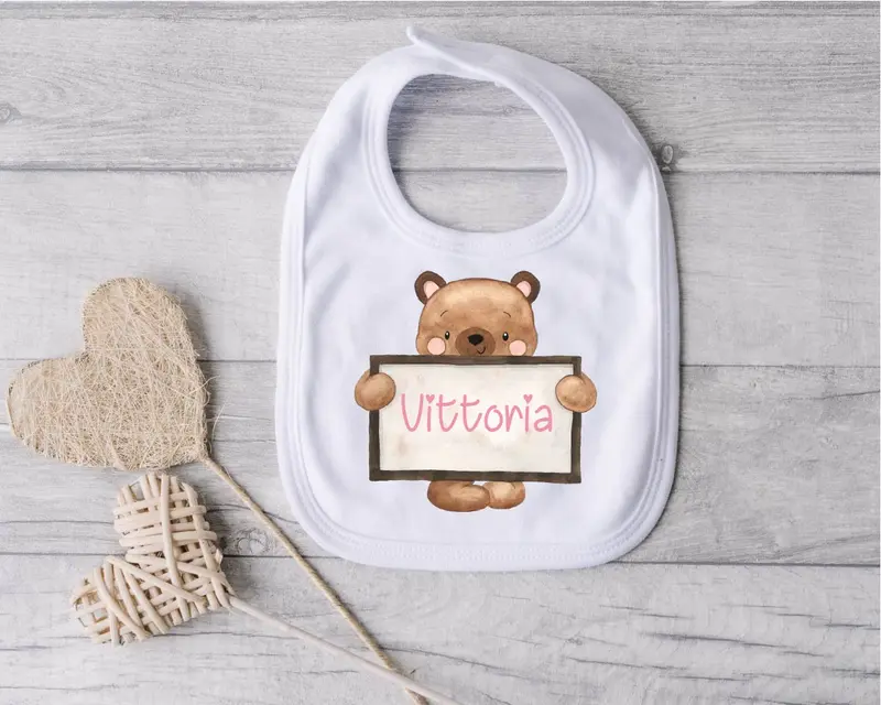 Bavaglino in Cotone organico Orsetto Personalizzabile
