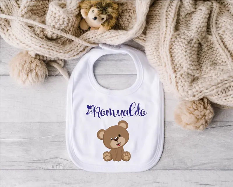 Bavaglino in Cotone organico Orsetto personalizzabile