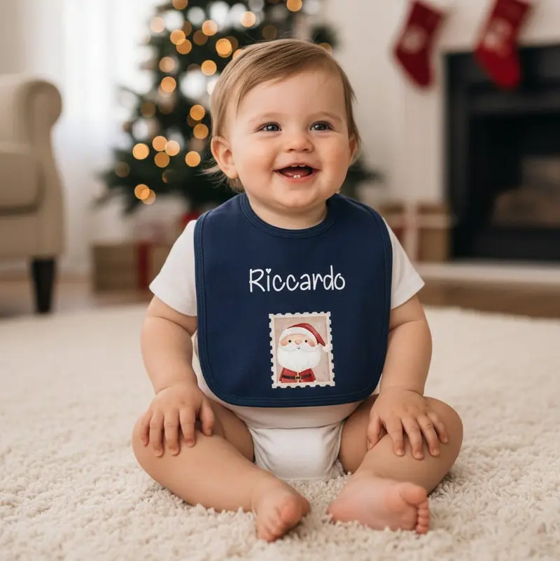 Bavaglino in Cotone organico Personalizzabile Babbo Natale