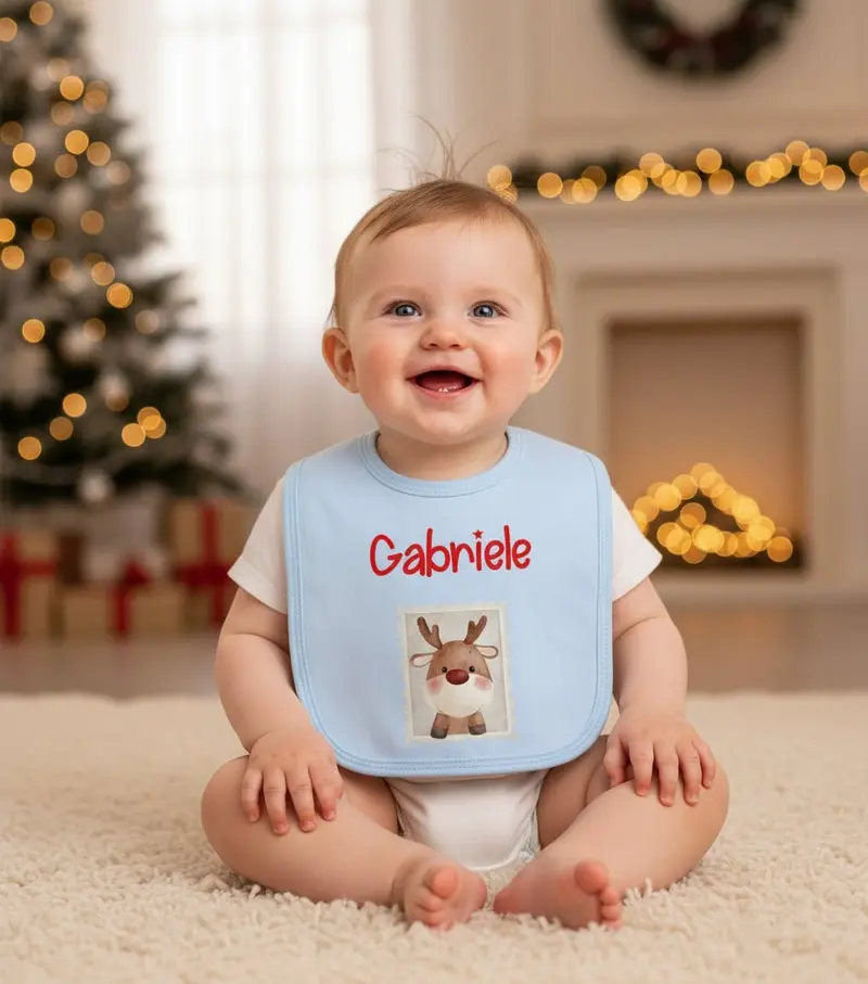 Bavaglino in Cotone organico Personalizzabile Renna