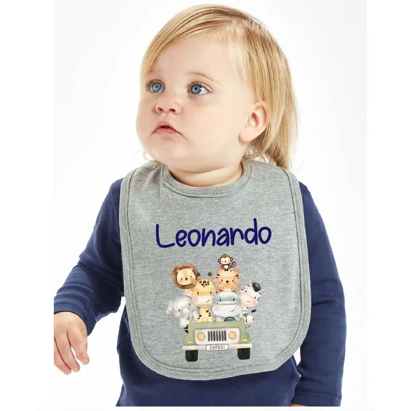 Bavaglino Personalizzato con nome tema Safari