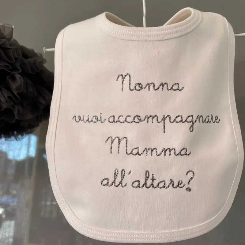Bavaglinoin Cotone organico Personalizzabile nome o dedica