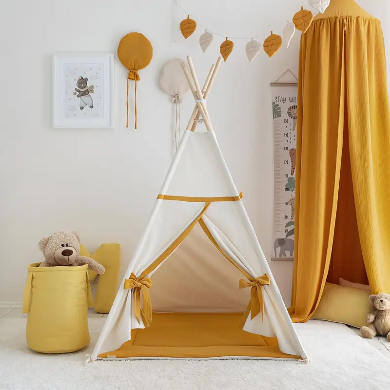 Beige-Gold Teepee Tent - Biluza Kids Tent