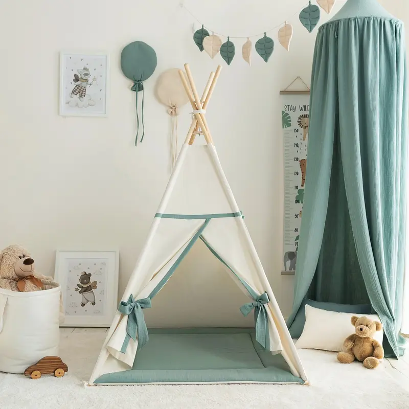 Beige-Sage Teepee Tent - Biluza Kids Tent