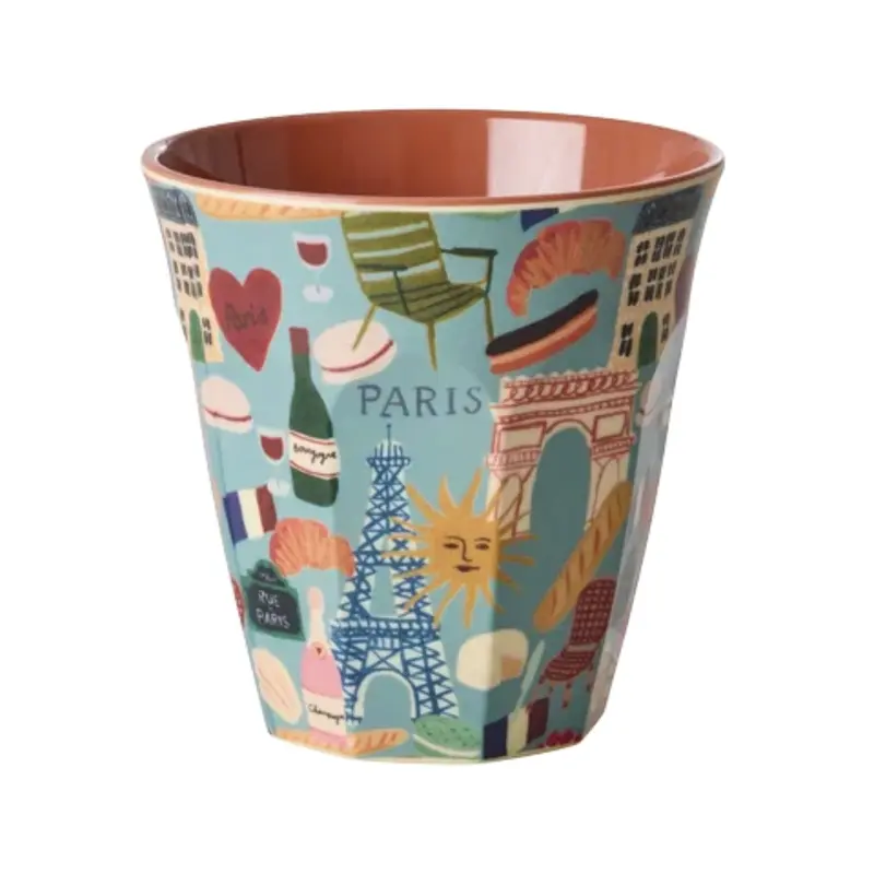Bicchiere Bambini in Melamina RICE Paris Mon Amour Azzurro 250 ml