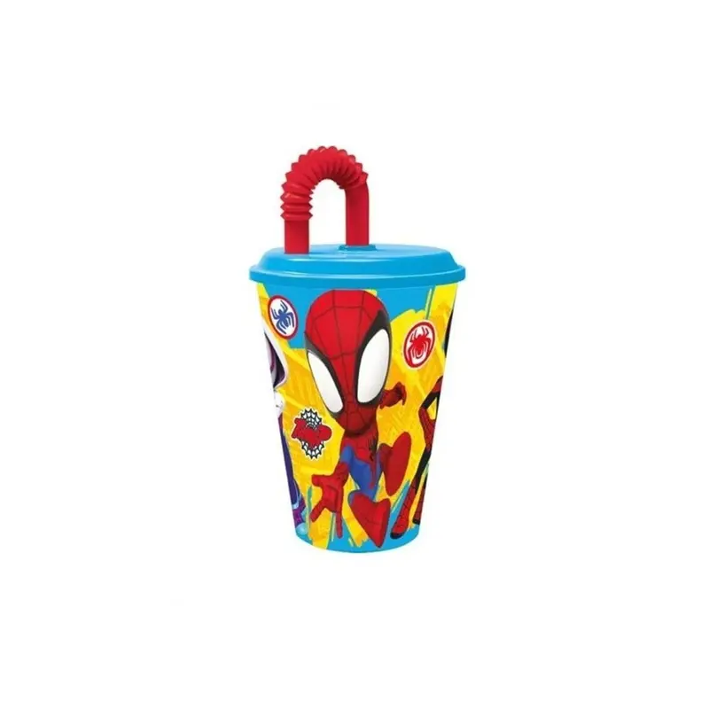 Bicchiere Spidey Spider-Man 430 ml Con Cannuccia Marvel Stor