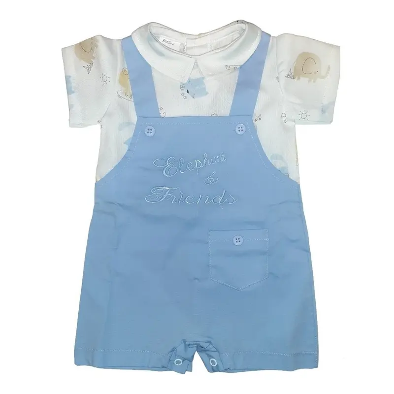 Birillini Pagliaccetto Neonato Finta Salopette Celeste 6149