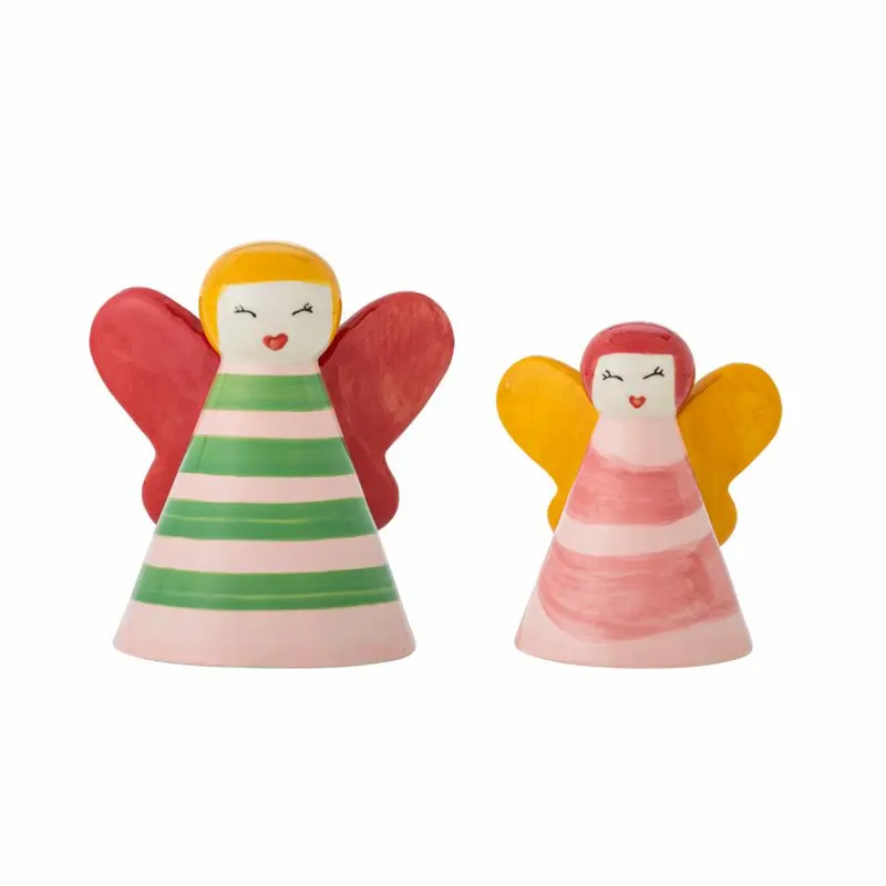 Bloomingville Caramella Deco – Set 2 angeli decorativi in stoneware rosa