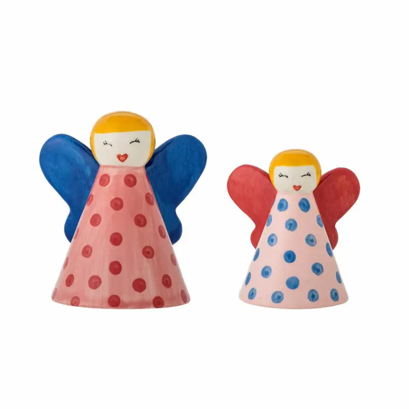 Bloomingville Caramella Deco – Set 2 angeli decorativi in stoneware rosa