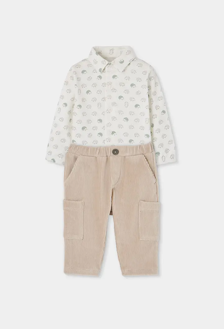 Boboli - set body in fantasia con pantalone velluto
