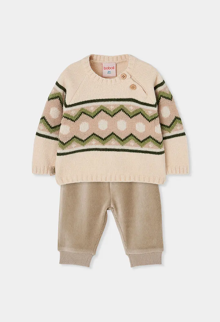 Boboli - set maglione e pantalone velluto