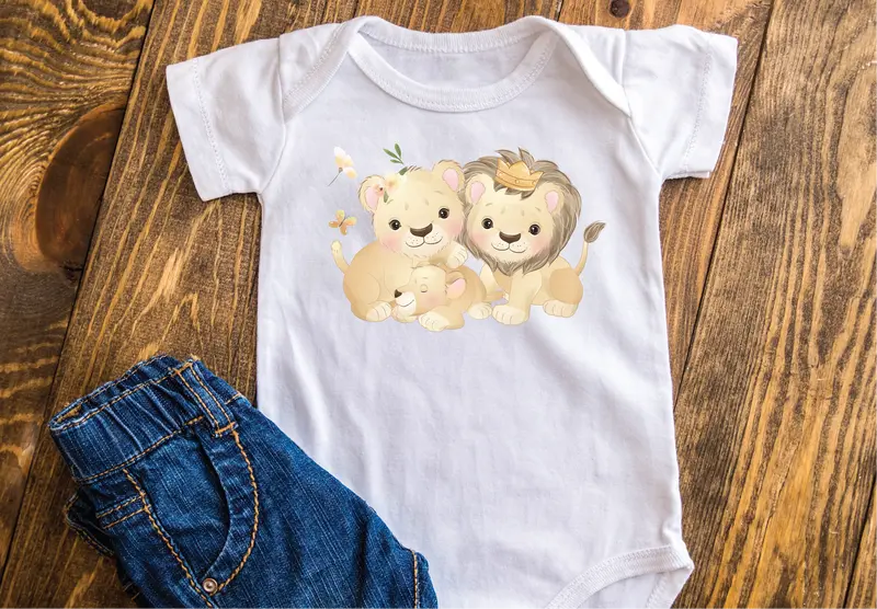 Body in 100% cotone "Famiglia leoni" personalizzabile