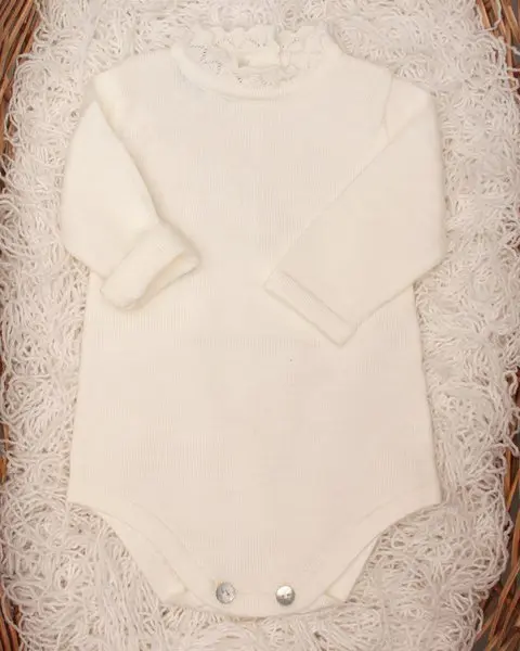 Body neonata merletti in pura lana merino - Maglificio di Verona
