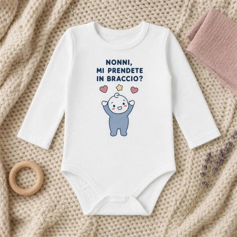 Body Neonato Manica Lunga Personalizzato con Grafica Illustrata