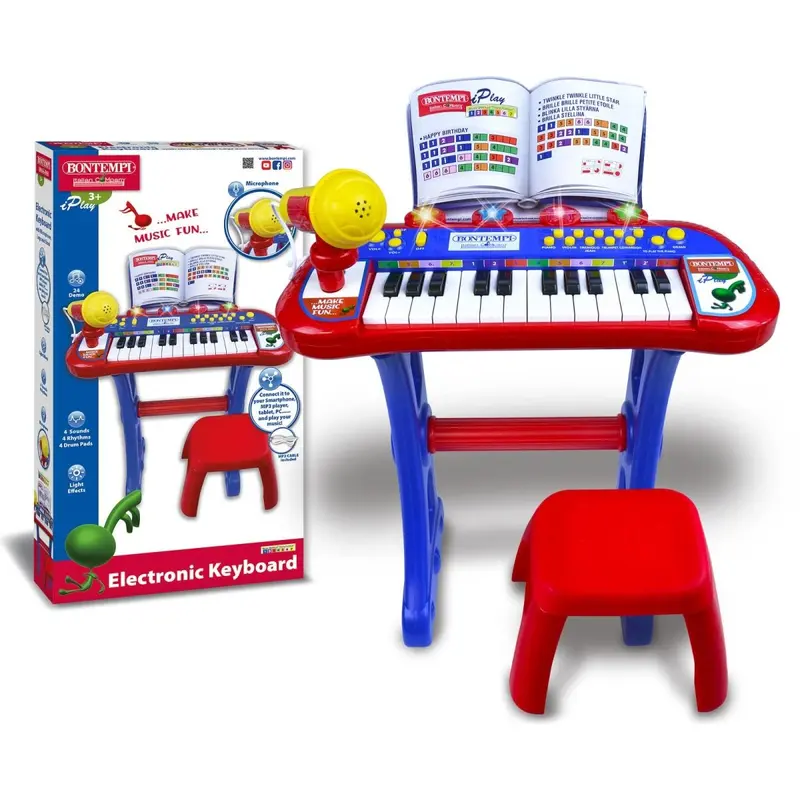 Bontempi MiniKeyFun Tastiera a 24 Tasti Microfono e Sgabello 400x400x570 mm 13