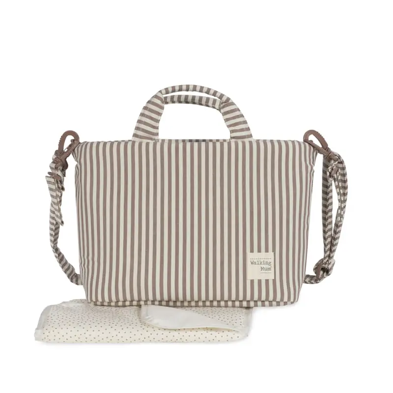 Borsa Cambio con Fasciatoio Praliné Stripes Moka