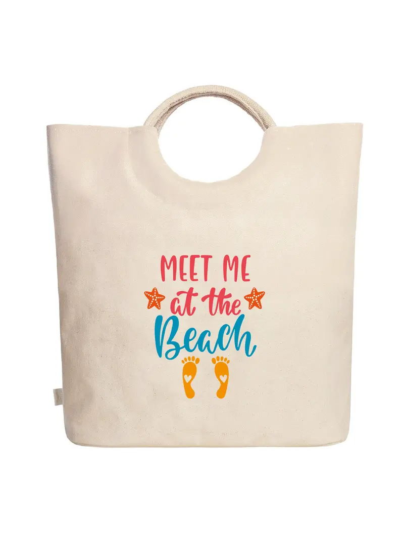 Borsa mare in cotone con manici arrotondati