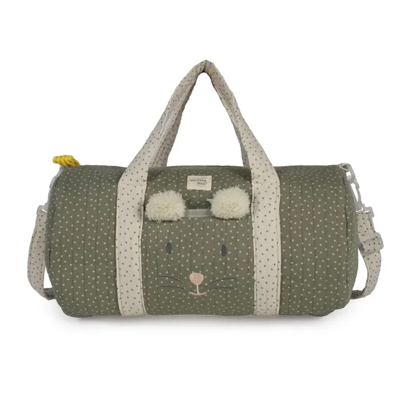 Borsa Weekend con peluche topo verde a pois- Walking mum