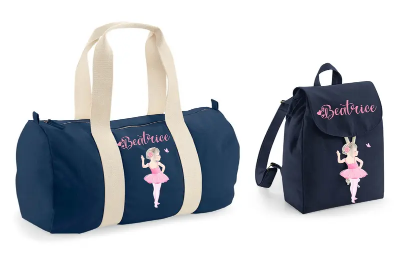 Borsone e zaino in cotone personalizzabile Ballerina danza