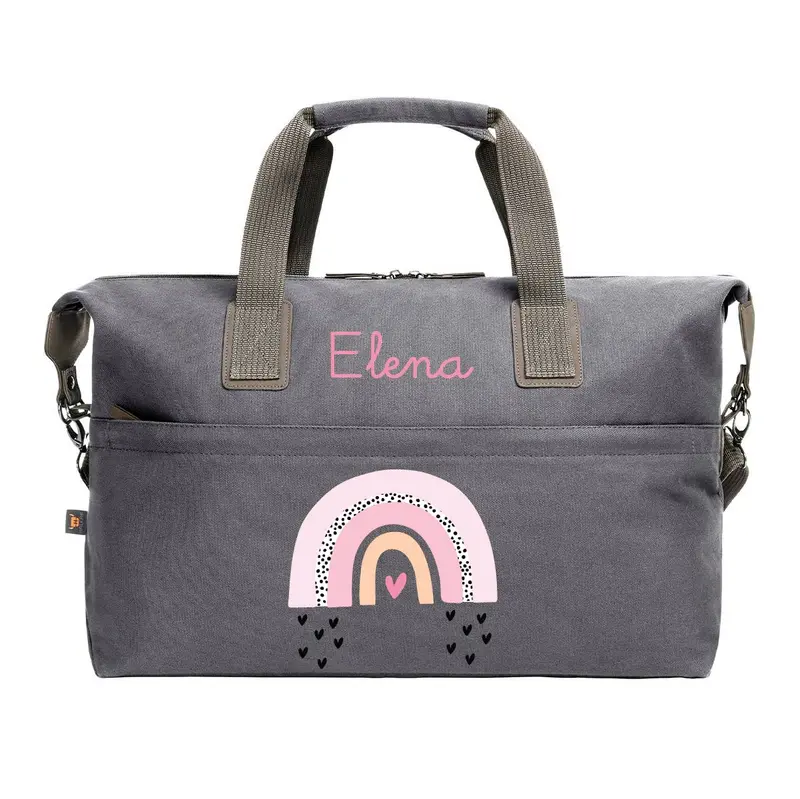 Borsone in cotone personalizzabile Arcobaleno Rosa