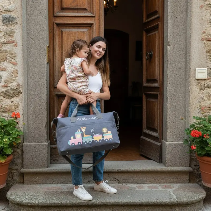 Borsone in cotone personalizzabile Trenino Rosa