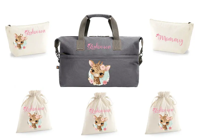 BORSONE IN COTONE PERSONALIZZATO CONIGLIETTO E MAMMA