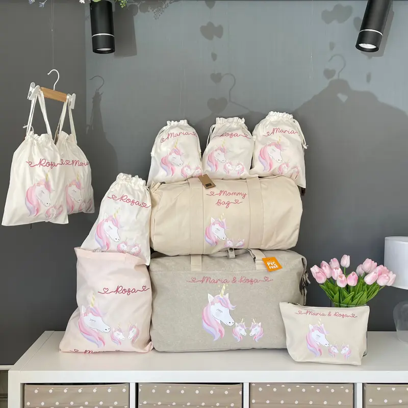 Borsone Mamma Ospedale Neonato – Set Completo con Pochette Gemellare e personalizzabile