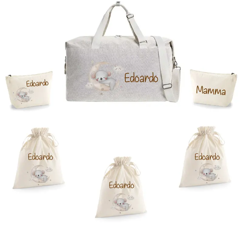 Borsone Mamma Ospedale Neonato – Set Completo con Pochette Koala e Luna