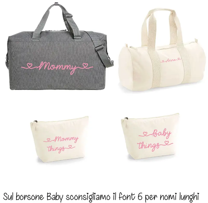 Borsone Mamma Ospedale Neonato – Set Completo Personalizzato con Pochette