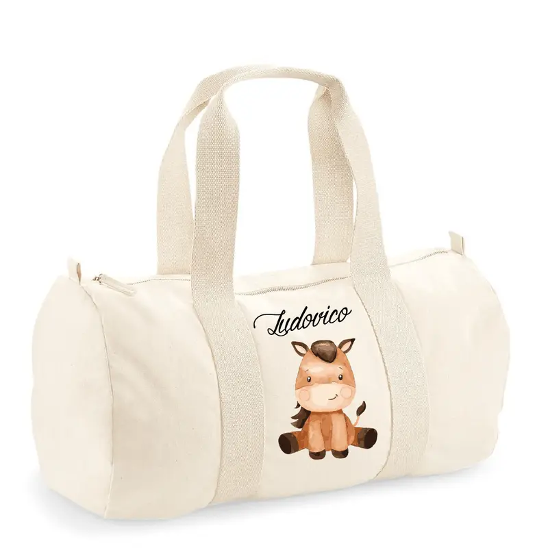 Borsone Nascita Personalizzato  in Cotone Baby Horse