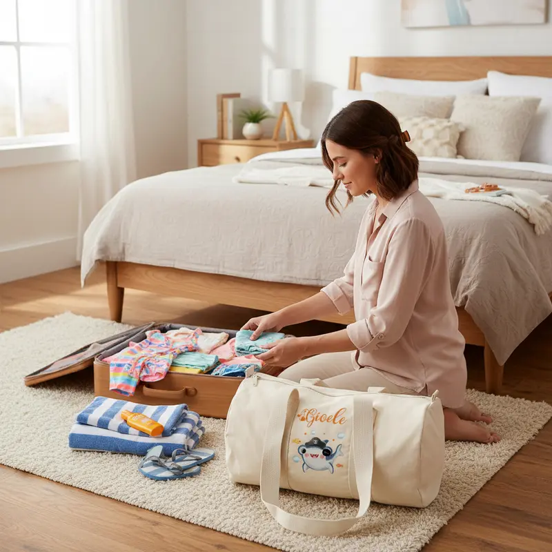 Borsone Nascita Personalizzato  in Cotone Baby Shark