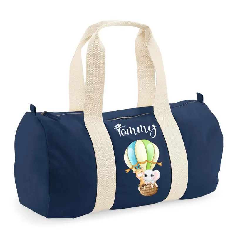 Borsone Nascita Personalizzato in Cotone Canvas Mongolfiera